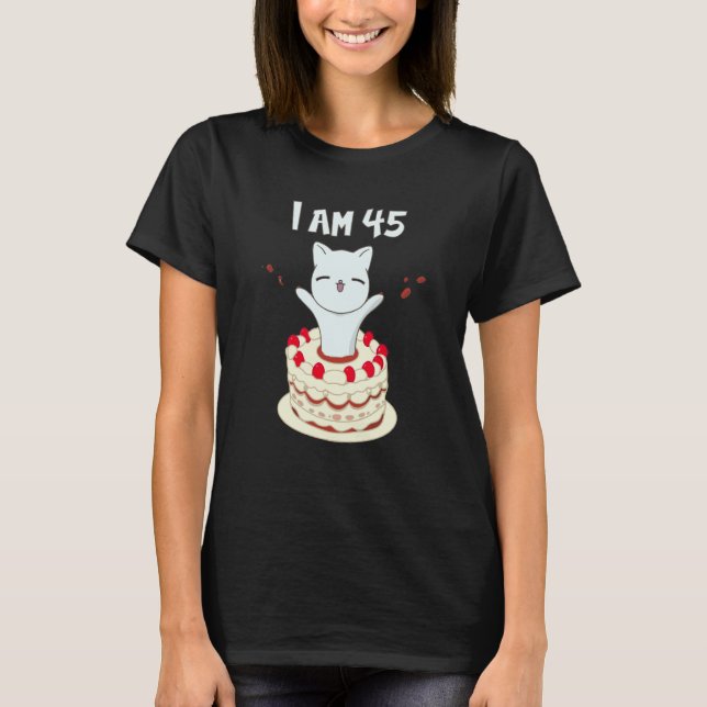 Camiseta Soy un gatito de 45 gatos con torta de cumpleaños (Anverso)