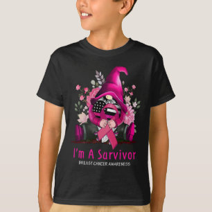 Camiseta Soy un gnomo superviviente lazo rosa cáncer de mam