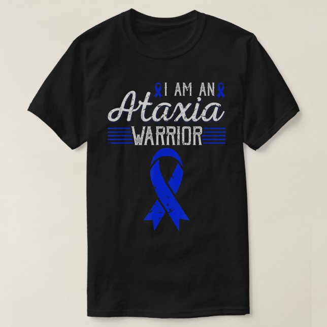 Camiseta Soy Un Guerrero Ataxia Conciencia De Cinta Azul T- (Diseño del anverso)