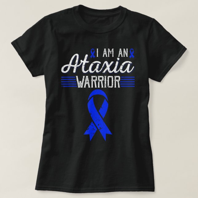 Camiseta Soy Un Guerrero Ataxia Conciencia De Cinta Azul T- (Diseño del anverso)