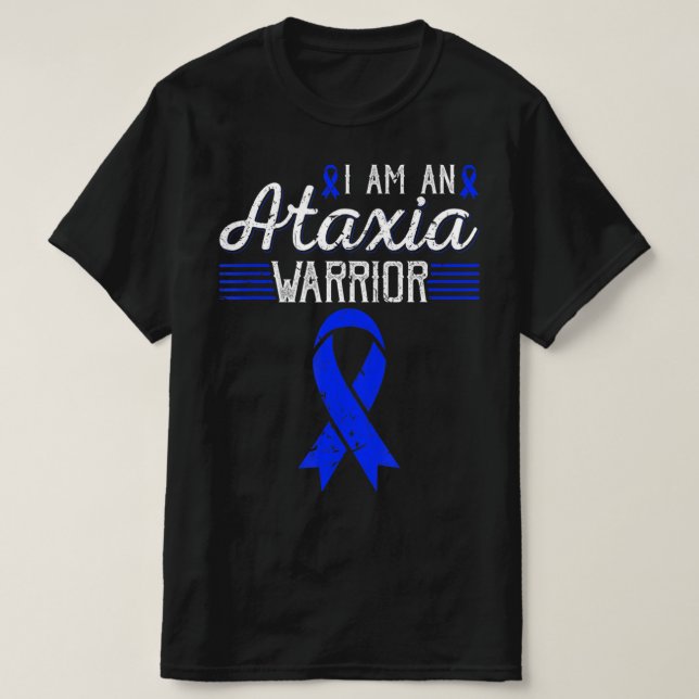 Camiseta Soy Un Guerrero Ataxia Conciencia De Cinta Azul T- (Diseño del anverso)