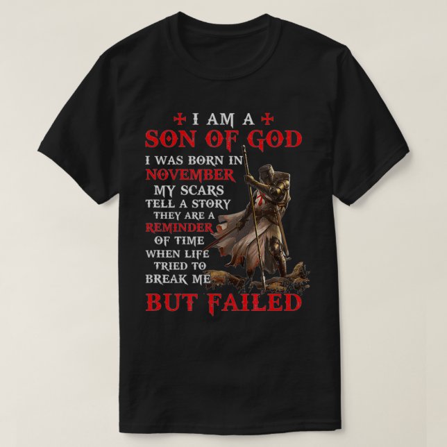 Camiseta Soy un hijo de Dios que nací en Noviembre (Diseño del anverso)
