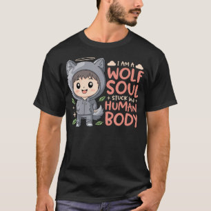Camiseta Soy Un Lobo Atrapado En Un Cuerpo Humano Divertido