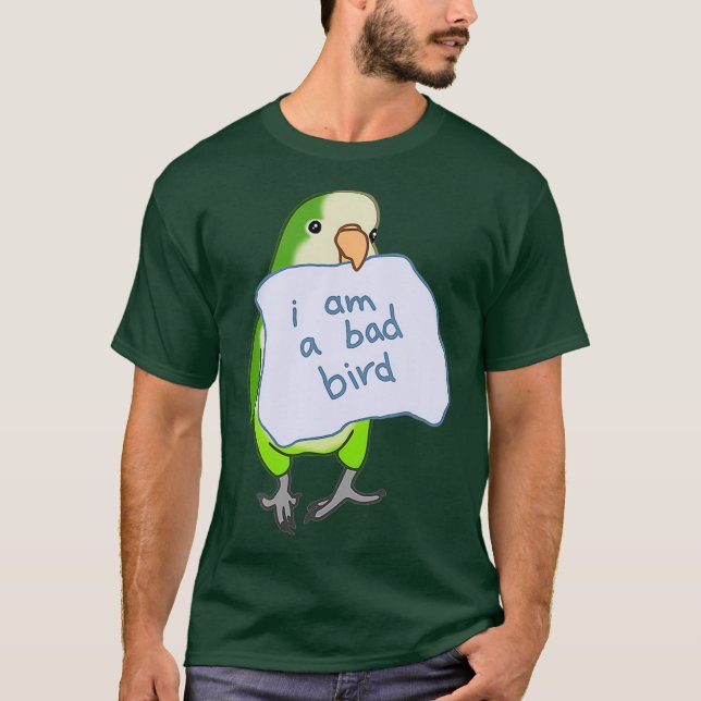 Camiseta Soy un mal pájaro gracioso Quaker Parrot Green Mon (Anverso)