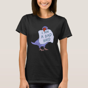 Camiseta Soy un mal pájaro violo loro indio de cuello alto