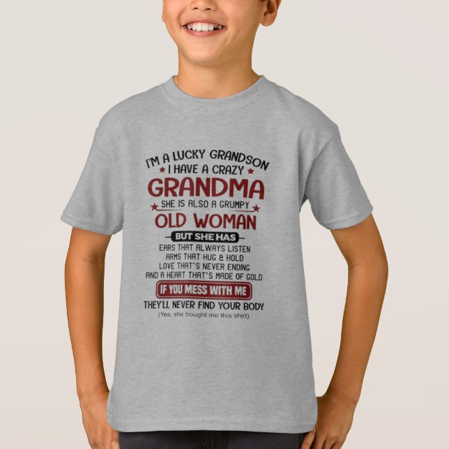 Camiseta Soy un nieto afortunado. Tengo una abuela loca. (Anverso)