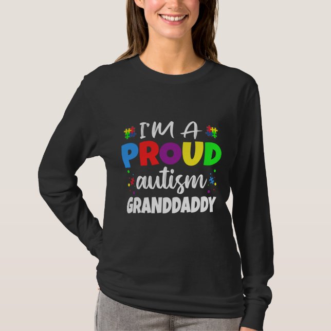 Camiseta Soy Un Orgulloso Abuelo Autismo Awareness Heart (Anverso)
