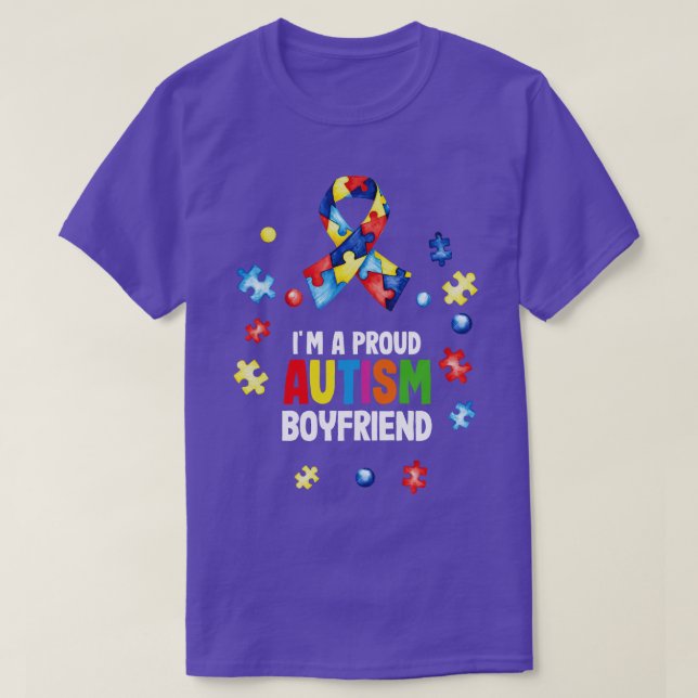 Camiseta Soy Un Orgulloso Autismo Novio Conciencia Sobre El (Diseño del anverso)