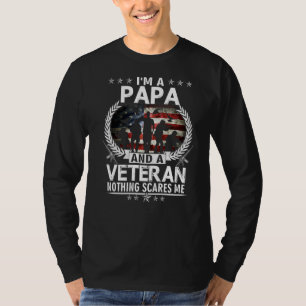 Camiseta Soy Un Papa Y Un Veterano Nada Me Da Miedo.
