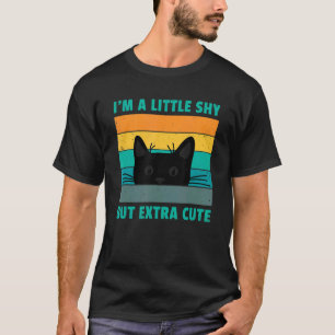 Camiseta Soy un poco tímido, pero un gato retro extra lindo