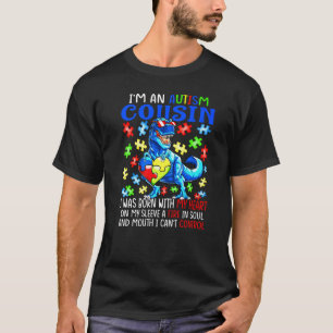 Camiseta Soy un primo del autismo nacido de mi corazón fueg