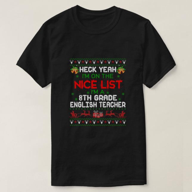 Camiseta Soy un profesor de inglés de octavo grado, una ens (Diseño del anverso)