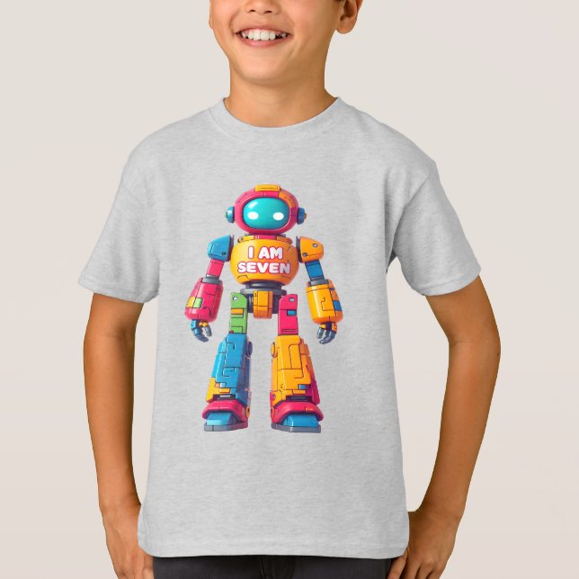 Camiseta Soy un robot de siete años para niños Robot de sép (Anverso)