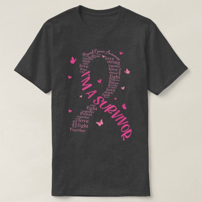 Camiseta Soy un sobreviviente de la Cinta Rosa para la Conc (Diseño del anverso)