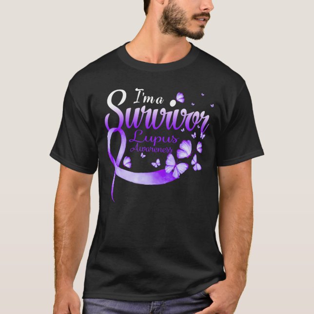 Camiseta Soy un sobreviviente de Lupus Awareness Butterfly  (Anverso)