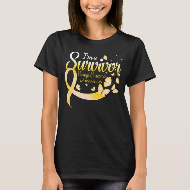 Camiseta Soy un sobreviviente Ewings Sarcoma Awareness Butt (Anverso)