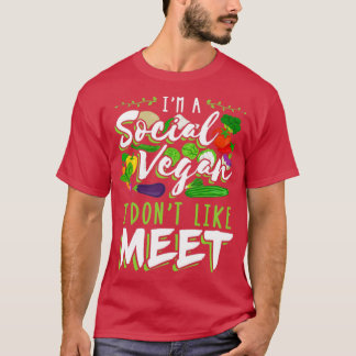 Camiseta Soy un vegano social no me gusta conocer