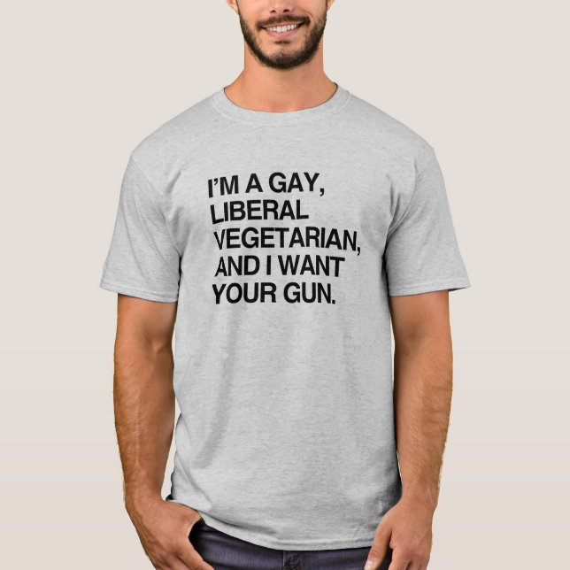Camiseta Soy un vegetariano gay, liberal (Anverso)
