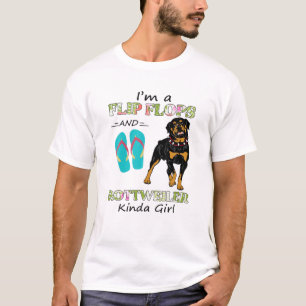 Camiseta Soy un verano Chica de Flip Flops y Rottweiler Kin