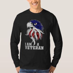 Camiseta Soy Un Veterano Águila Calva Enfadada Con Bandera