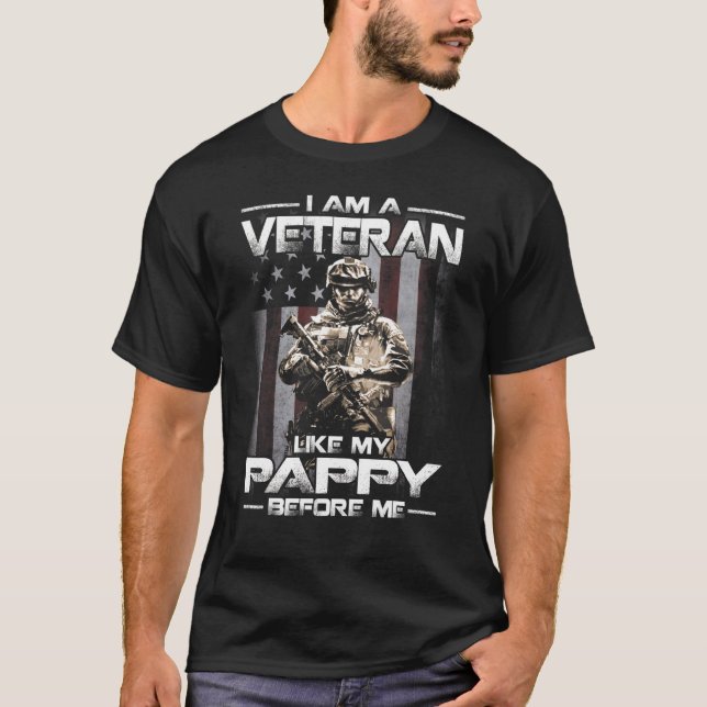 Camiseta Soy Un Veterano Como Mi Pappía Antes Que Yo Bander (Anverso)