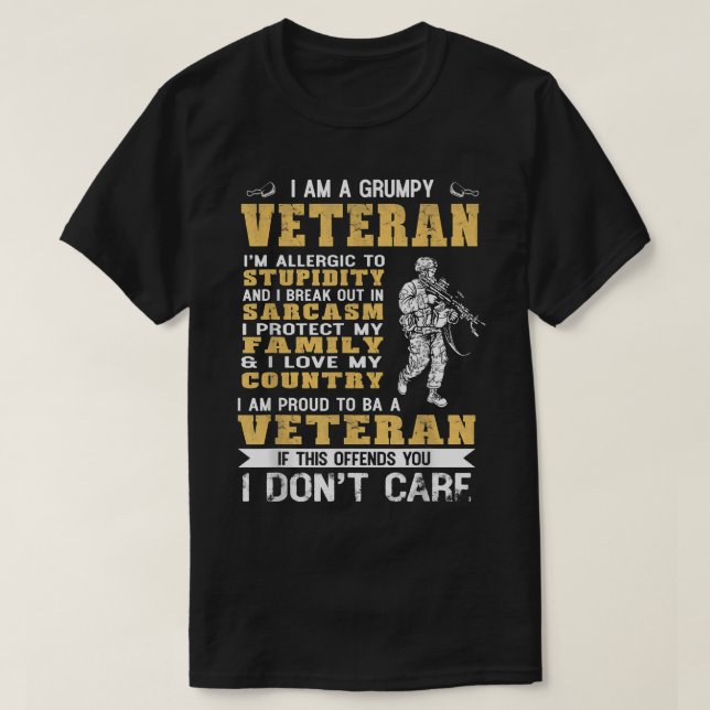 Camiseta Soy Un Veterano Gruñón Orgulloso De Ser Veterano (Diseño del anverso)