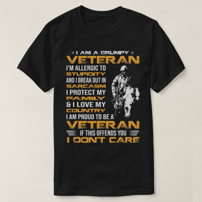 Camiseta Soy Un Veterano Gruñón Orgulloso De Ser Veterano,  (Diseño del anverso)