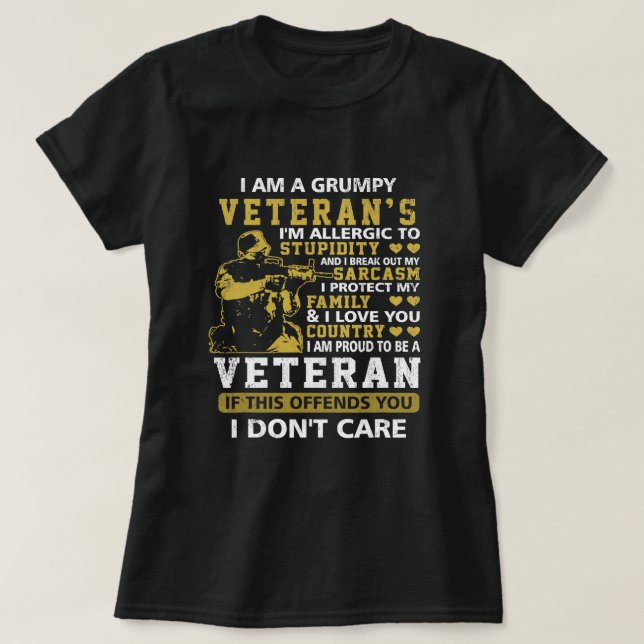 Camiseta Soy Un Veterano Gruñón Orgulloso De Ser Veterano N (Diseño del anverso)