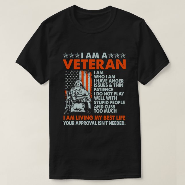 Camiseta Soy un veterano que soy quien soy y tengo problema (Diseño del anverso)