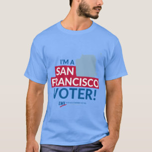 Camiseta Soy un votante de San Francisco de texto rojo y az