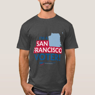 Camiseta Soy un votante de San Francisco texto rojo y azul