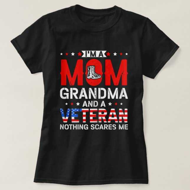 Camiseta Soy una abuela de mamá y una veterana mujer vetera (Diseño del anverso)