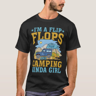 Camiseta Soy una chica de chanclas y campamento retro