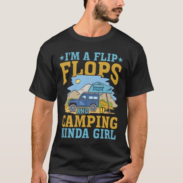 Camiseta Soy una chica de chanclas y campamento retro (Anverso)