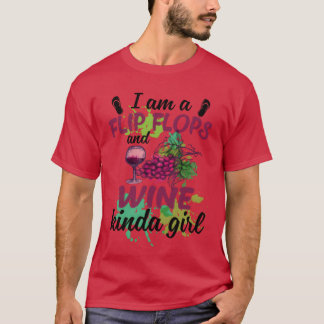 Camiseta Soy una chica de chanclas y vino divertido bebiend