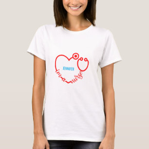 Camiseta Soy una enfermera Stethoscope Nombre personalizado