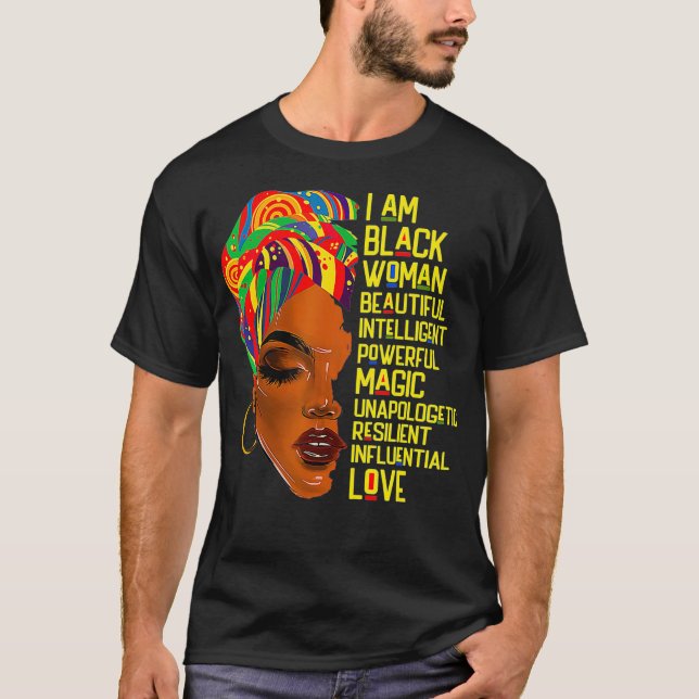 Camiseta Soy una mujer negra Melanin afroamericana BHM Afro (Anverso)