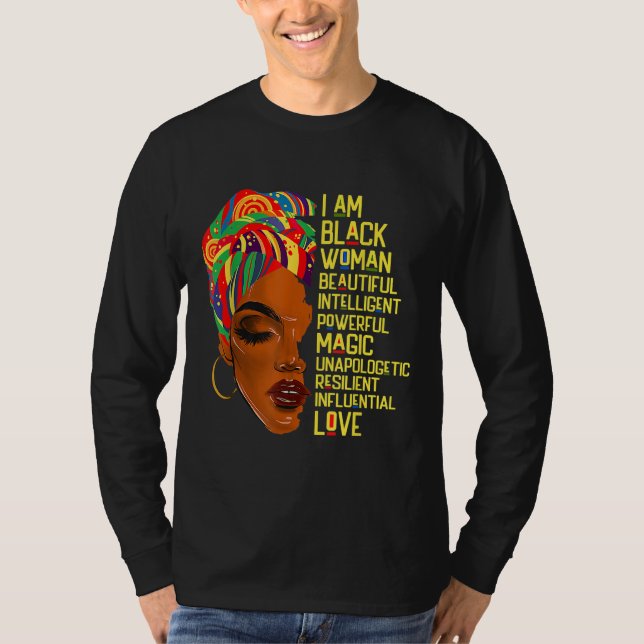 Camiseta Soy una mujer negra Melanin afroamericana BHM Afro (Anverso)