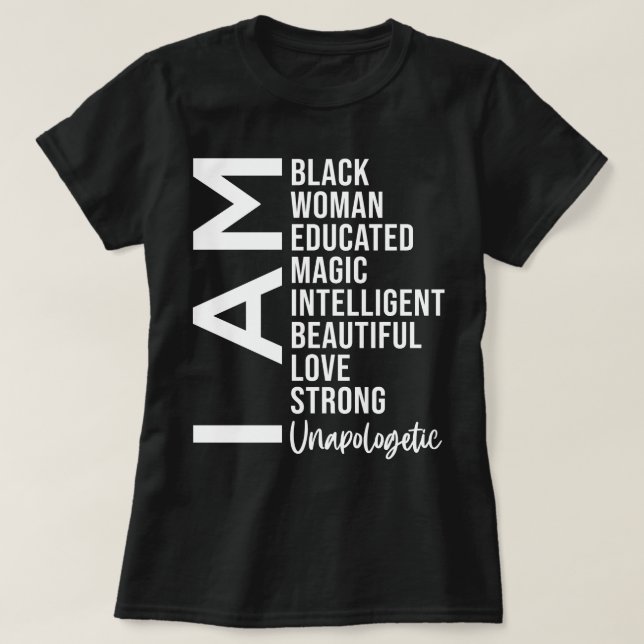 Camiseta Soy una mujer negra sin remordimientos (Diseño del anverso)