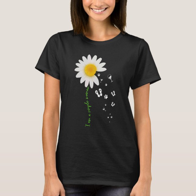 Camiseta Soy Una Mujer Simple De Vino De Flip Flop De Paw D (Anverso)