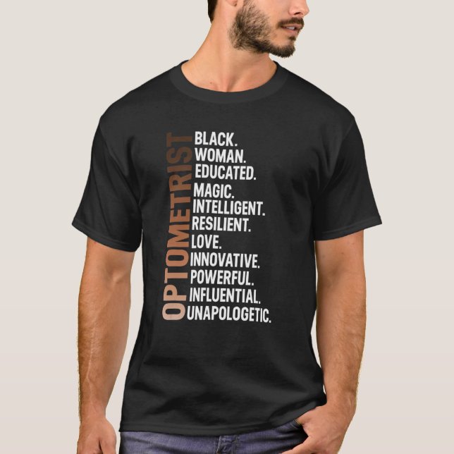 Camiseta Soy una negra optometrista afromujer negra en la h (Anverso)