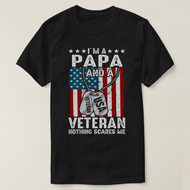 Camiseta Soy una PAPA y un veterano nada me asusta (Diseño del anverso)