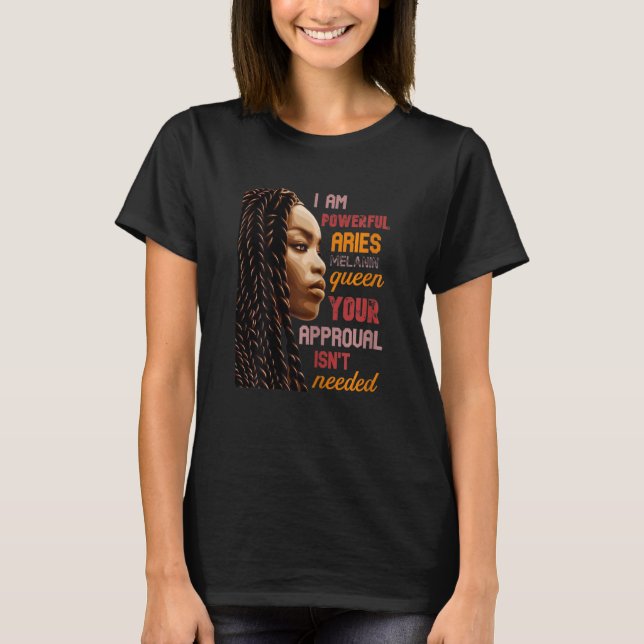 Camiseta Soy una poderosa Aries Melanin Reina Afroamericana (Anverso)