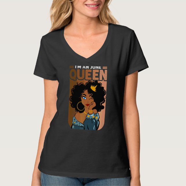 Camiseta Soy una Reina de Junio de África Negra Cumpleaños  (Anverso)