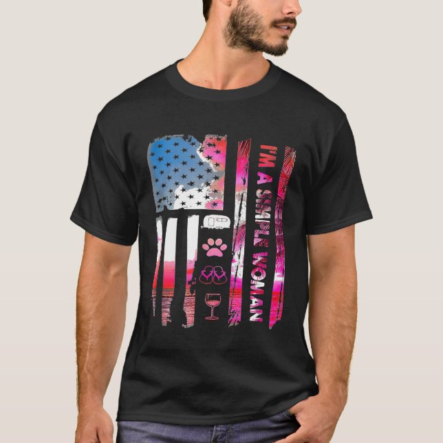 Camiseta Soy Una Simple Mujer Caminando Campamento De Perro (Anverso)