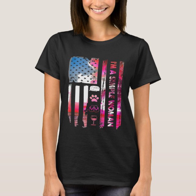 Camiseta Soy Una Simple Mujer Caminando Campamento De Perro (Anverso)