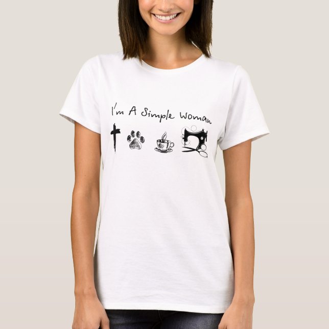Camiseta Soy una simple mujer jesus café coser (Anverso)