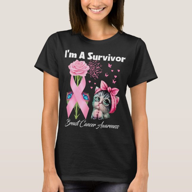 Camiseta Soy una sobreviviente de cáncer de mama Sensibiliz (Anverso)