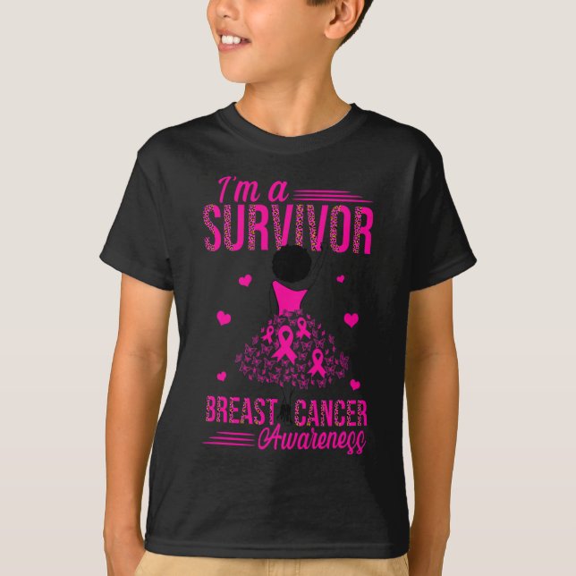 Camiseta Soy una sobreviviente de cáncer de seno rosado fem (Anverso)