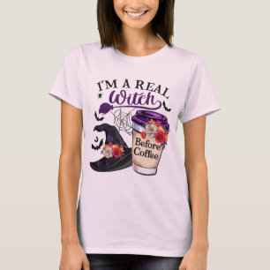 Camiseta Soy una verdadera bruja antes del café para hallow
